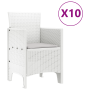 Set de Comedor de Jardín de 11 Piezas con Cojines Blanco Poliratán de , Mesas de jardín - Ref: Foro24-3378764, Precio: 703,83...