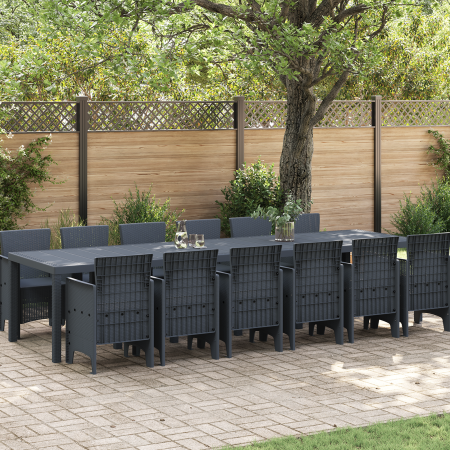 Conjunto de Comedor de Jardín de 13 Piezas Antracita Poliratán de , Mesas de jardín - Ref: Foro24-3378772, Precio: 759,49 €, ...
