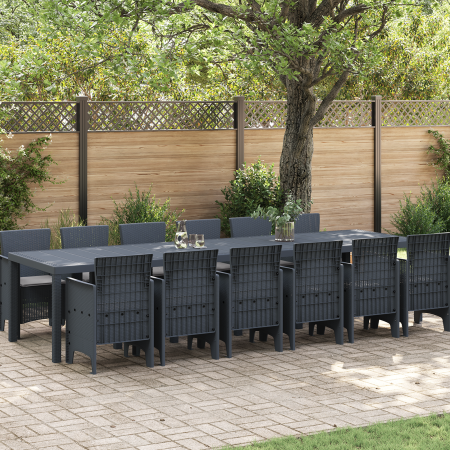 Conjunto de Comedor de Jardín de 13 Piezas con Cojines Antracita Poliratán de , Mesas de jardín - Ref: Foro24-3378774, Precio...