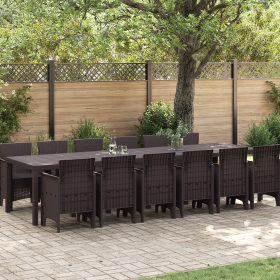 Juego de Comedor de Jardín de 13 Piezas Marrón Poliratán de , Mesas de jardín - Ref: Foro24-3378777, Precio: 758,05 €, Descue...