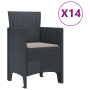 Conjunto de Comedor de Jardín de 15 Piezas con Cojines Antracita Ratán Sintético de , Mesas de jardín - Ref: Foro24-3378793, ...