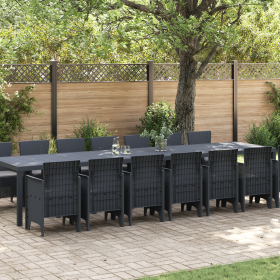 Conjunto de Comedor de Jardín de 15 Piezas con Cojines Antracita Poliratán de , Mesas de jardín - Ref: Foro24-3378794, Precio...