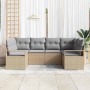 Conjunto de sofá de jardín 6 pcs Beige Poliratán