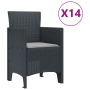 Conjunto de Comedor de Jardín de 15 Piezas con Cojines Antracita Poliratán de , Mesas de jardín - Ref: Foro24-3378794, Precio...