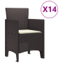 Conjunto de Comedor de Jardín de 15 Piezas con Cojines Marrón Ratán Sintético de , Mesas de jardín - Ref: Foro24-3378801, Pre...