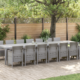 Conjunto de Comedor de Jardín 15 Piezas con Cojines Gris Claro Ratan Polímero de , Mesas de jardín - Ref: Foro24-3378808, Pre...
