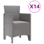 Conjunto de Comedor de Jardín 15 Piezas con Cojines Gris Claro Ratan Polímero de , Mesas de jardín - Ref: Foro24-3378808, Pre...