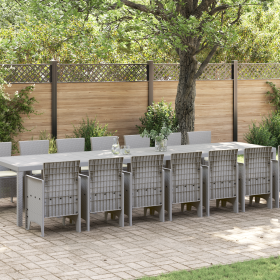 Juego de Comedor de Jardín de 15 Piezas con Cojines Gris Claro Poliratán de , Mesas de jardín - Ref: Foro24-3378811, Precio: ...