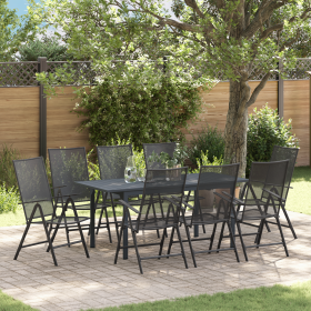 Set de Comedor de Jardín de 9 Piezas Acero Antracita