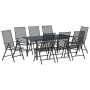 Set de Comedor de Jardín de 9 Piezas Acero Antracita