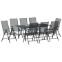 Set de Comedor de Jardín de 9 Piezas Acero Antracita