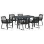 Juego de Comedor de Jardín de 7 Piezas de Acero Negro y Polirratán de , Mesas de jardín - Ref: Foro24-3378820, Precio: 653,74...