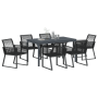 Juego de Comedor de Jardín de 7 Piezas de Acero Negro y Polirratán de , Mesas de jardín - Ref: Foro24-3378820, Precio: 653,74...