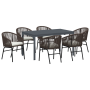 Juego de comedor de jardín de 7 piezas con cojines marrón ratán poli de , Mesas de jardín - Ref: Foro24-3378825, Precio: 846,...