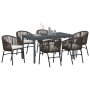 Juego de comedor de jardín de 7 piezas con cojines marrón ratán poli de , Mesas de jardín - Ref: Foro24-3378825, Precio: 846,...