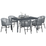 Conjunto de Comedor de Jardín de 7 Piezas con Cojines Gris Poliratán de , Mesas de jardín - Ref: Foro24-3378826, Precio: 783,...