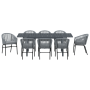 Conjunto de comedor de jardín de 10 piezas con cojines de ratán gris de poly de , Mesas de jardín - Ref: Foro24-3378833, Prec...