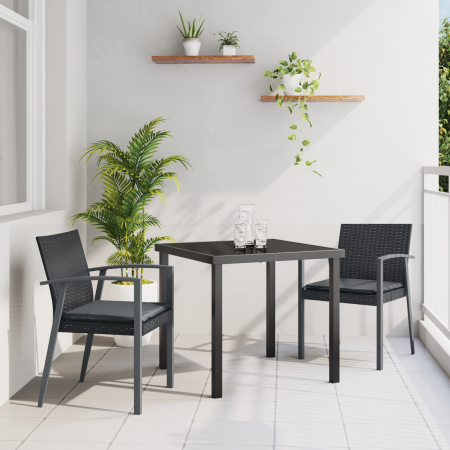 Juego de comedor de jardín de 3 piezas con cojines, poliratán negro de , Sillas de jardín - Ref: Foro24-3379065, Precio: 223,...