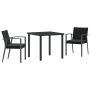Juego de comedor de jardín de 3 piezas con cojines, poliratán negro de , Sillas de jardín - Ref: Foro24-3379065, Precio: 223,...