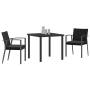 Juego de comedor de jardín de 3 piezas con cojines, poliratán negro de , Sillas de jardín - Ref: Foro24-3379065, Precio: 223,...