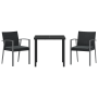 Juego de comedor de jardín de 3 piezas con cojines, poliratán negro de , Sillas de jardín - Ref: Foro24-3379065, Precio: 223,...