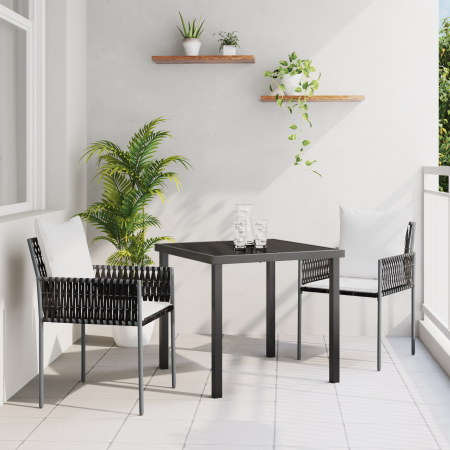 Set de Comedor de Jardín de 3 Piezas con Cojines Marrón Poliratán de , Sillas de jardín - Ref: Foro24-3379093, Precio: 223,46...