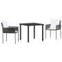 Set de Comedor de Jardín de 3 Piezas con Cojines Marrón Poliratán de , Sillas de jardín - Ref: Foro24-3379093, Precio: 223,46...