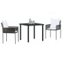 Set de Comedor de Jardín de 3 Piezas con Cojines Marrón Poliratán de , Sillas de jardín - Ref: Foro24-3379093, Precio: 223,46...