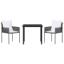 Set de Comedor de Jardín de 3 Piezas con Cojines Marrón Poliratán de , Sillas de jardín - Ref: Foro24-3379093, Precio: 223,46...
