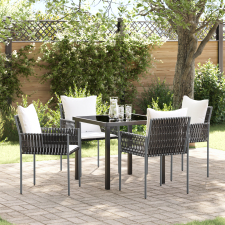 Conjunto de Comedor de Jardín 5 Piezas con Cojines Marrón Ratán Poliéster de , Sillas de jardín - Ref: Foro24-3379094, Precio...