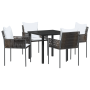 Conjunto de Comedor de Jardín 5 Piezas con Cojines Marrón Ratán Poliéster de , Sillas de jardín - Ref: Foro24-3379094, Precio...