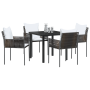 Conjunto de Comedor de Jardín 5 Piezas con Cojines Marrón Ratán Poliéster de , Sillas de jardín - Ref: Foro24-3379094, Precio...