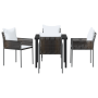 Conjunto de Comedor de Jardín 5 Piezas con Cojines Marrón Ratán Poliéster de , Sillas de jardín - Ref: Foro24-3379094, Precio...