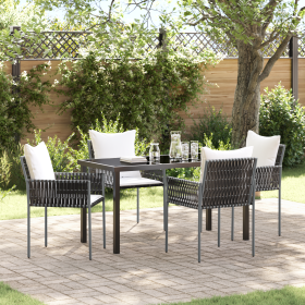 Set de Comedor de 5 Piezas en Marrón con Cojines en Rattan Poliéster de , Sillas de jardín - Ref: Foro24-3379095, Precio: 384...