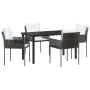 Set de Comedor de 5 Piezas en Marrón con Cojines en Rattan Poliéster de , Sillas de jardín - Ref: Foro24-3379095, Precio: 384...