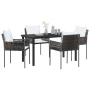 Set de Comedor de 5 Piezas en Marrón con Cojines en Rattan Poliéster de , Sillas de jardín - Ref: Foro24-3379095, Precio: 384...