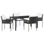 Juego de Comedor de Jardín de 5 Piezas con Cojines Marrón Ratán Poliéster de , Sillas de jardín - Ref: Foro24-3379096, Precio...