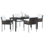 Juego de Comedor de Jardín de 5 Piezas con Cojines Marrón Ratán Poliéster de , Sillas de jardín - Ref: Foro24-3379096, Precio...