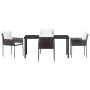 Juego de Comedor de Jardín de 5 Piezas con Cojines Marrón Ratán Poliéster de , Sillas de jardín - Ref: Foro24-3379096, Precio...