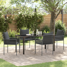 Conjunto de Comedor Jardín de 5 Piezas con Cojines Negros de