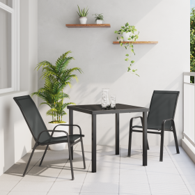 Juego de Comedor de Jardín de 3 Piezas Negro Textileno y Acero de , Sillas de jardín - Ref: Foro24-3379114, Precio: 186,58 €,...