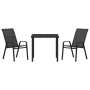 Juego de Comedor de Jardín de 3 Piezas Negro Textileno y Acero de , Sillas de jardín - Ref: Foro24-3379114, Precio: 186,58 €,...