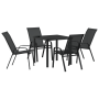 Conjunto de Comedor de Jardín de 5 Piezas Textilene Negro y Acero de , Sillas de jardín - Ref: Foro24-3379115, Precio: 249,26...