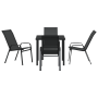 Conjunto de Comedor de Jardín de 5 Piezas Textilene Negro y Acero de , Sillas de jardín - Ref: Foro24-3379115, Precio: 249,26...