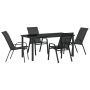 Juego de Comedor de Jardín de 5 Piezas Negro Textilene y Acero de , Sillas de jardín - Ref: Foro24-3379117, Precio: 285,84 €,...