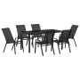 Set de Comedor de Jardín de 7 Piezas Negro Textileno y Acero de , Sillas de jardín - Ref: Foro24-3379118, Precio: 314,56 €, D...