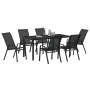 Set de Comedor de Jardín de 7 Piezas Negro Textileno y Acero de , Sillas de jardín - Ref: Foro24-3379118, Precio: 314,56 €, D...