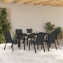 Set de Comedor de Jardín de 7 Piezas Negro Textileno y Acero de , Sillas de jardín - Ref: Foro24-3379118, Precio: 314,56 €, D...