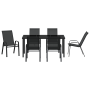 Set de Comedor de Jardín de 7 Piezas Negro Textileno y Acero de , Sillas de jardín - Ref: Foro24-3379118, Precio: 314,56 €, D...
