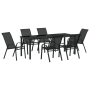 Juego de Comedor de Jardín de 7 Piezas Negra con Textileno y